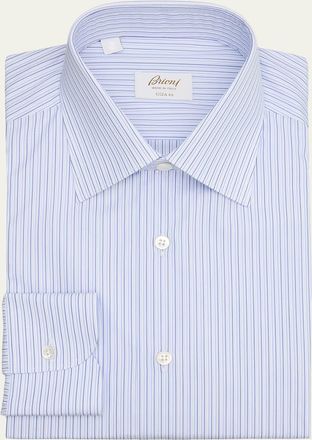 Brioni Mens Giza 45 Cotton Multi-Stripe Dress Shirt