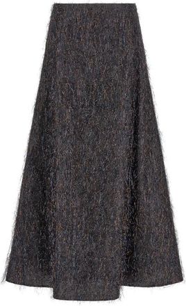 PESERICO Frayed Metallic A-Line Midi Rok - Dames - Midirokken - Blauw - XS - Rokken