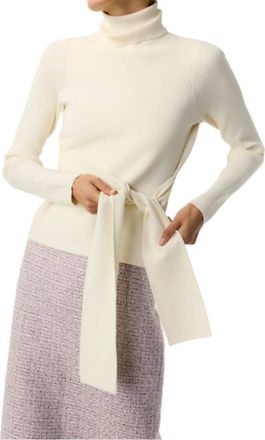 Toccin Brielle Long Sleeve Tie-Front Turtleneck Top In Ivory