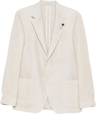 Lardini Blazer met opgestikte zakken - Heren - Blazers - Beige - 3XL - Leer - Jassen