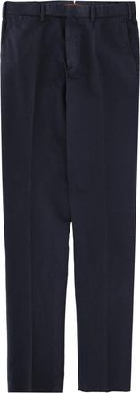 Ermenegildo Zegna Navy Cotton-Linen Flat Front Tailored Pants