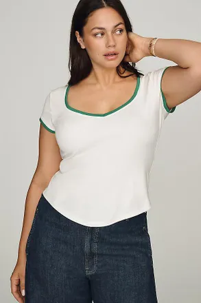 Maeve Cotton V-Neck Tee