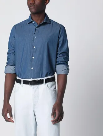 Xacus Tailor Fit denim shirt blue
