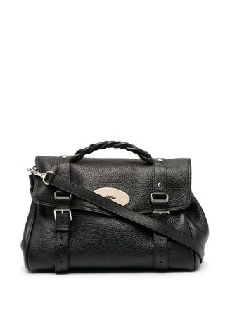 Mulberry Alexa Black Handbag With Adjustable And Removable Shoulder Strap And Magnetic Closure In Granied Leather Woman