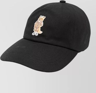 Maison Kitsun&eacute; fox motif curved brim baseball cap