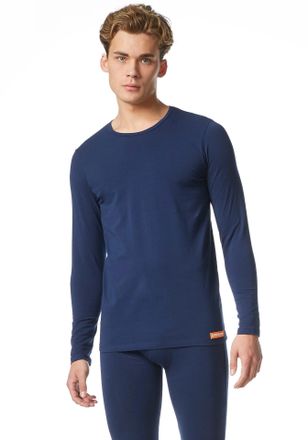Bruno Banani Unterhemd BRUNO BANANI Warm Up, Herren, Gr. L, N-Gr, blau (marine), Obermaterial: 93% Baumwolle, 7% Elasthan, unifarben, eng, Rundhals, Unterhemden Un