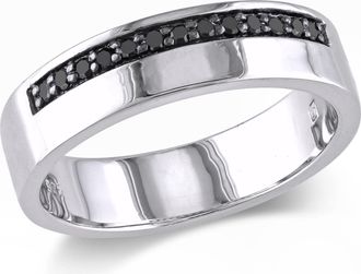 Mimi & Max 1/5ct TW Black Diamond Single Row Mens Ring in Sterling Silver