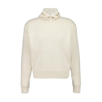 Christophe Lemaire V-neck Knitwear, male, Beige, M, Hooded Jumper