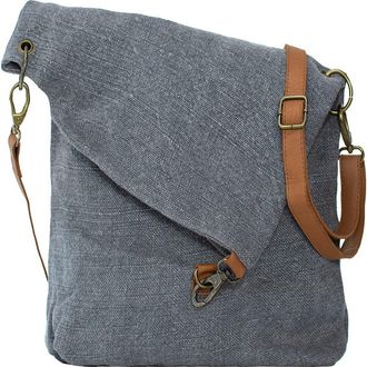 Vintage Addiction Foldover Jute & Leather Crossbody Bag in Charcoal at Nordstrom Rack