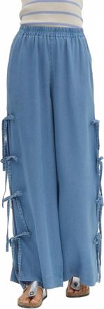Entro Wide Leg With Bow Detail Pants In Blue
