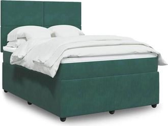 vidaXL Vidaxl - Cama Box Spring Con Colch&oacute;n Terciopelo Verde Oscuro 140x190 Cm
