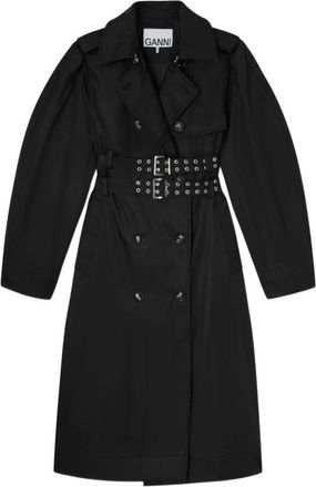 Ganni Coats Black - Dames - Trenchcoats - Zwart - M - Jassen