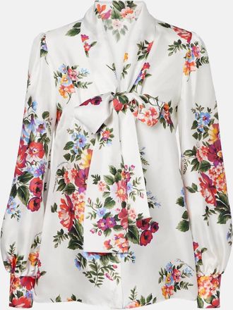 Dolce & Gabbana Floral tie-neck silk blouse