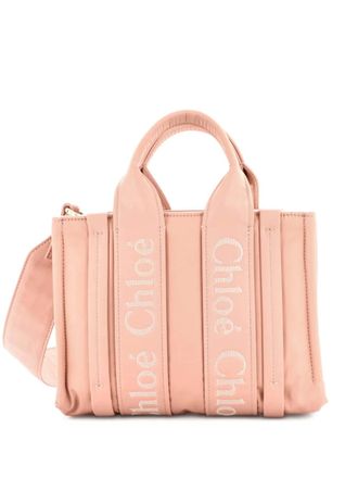Chlo&eacute; Woody Convertible Recycled Nylon Small tote bag - Pink
