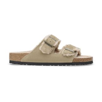 Birkenstock Arizona Shearling Su&egrave;de Sandalen Narrow - Dames - Sandalen - Beige - 36 EU - Su&egrave;de - Schoenen