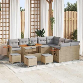 vidaXL Conjunto De Sof&aacute; De Jard&iacute;n Con Coj&iacute;n 13 Pcs Beige Y Gris Claro Vidaxl