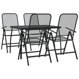 Berkfield Home 5 Piece Garden Dining Set Anthracite Metal Mesh in Black