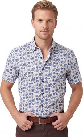 Led&ucirc;b Overhemden Ledub Modern Fit wit blauwe bloemen