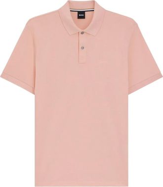 BOSS logo-embroidered cotton polo shirt - Pink