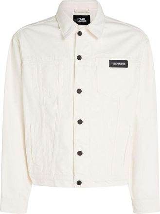 Karl Lagerfeld logo-appliqu&eacute; denim shirt jacket - men - Recycled Cotton - M - White