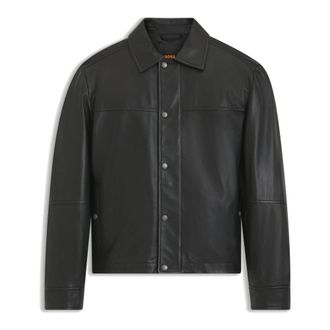 HUGO BOSS Joban Leren Shirt - Heren - Leren en Su&egrave;de Jassen - Zwart - 2XL - Leer - Jassen