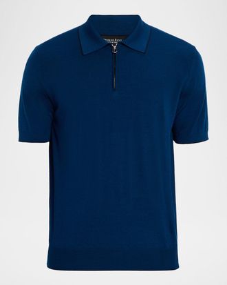 Stefano Ricci Men & apos;s Quarter-Zip Short Sleeve Polo Sweater