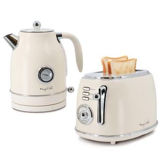 MegaChef Electric Tea Kettle and 2 Slice Toaster Combo in Cream at Nordstrom