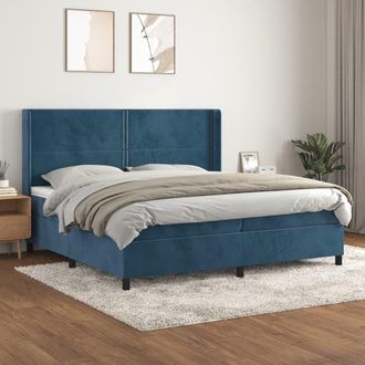 vidaXL Cama Box Spring Con Colch&oacute;n Terciopelo Azul Oscuro 200x200 Cm Vidaxl