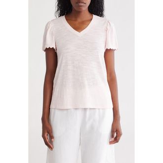 Caslon Scallop Trim T-Shirt in Pink Balm at Nordstrom Rack, Size X-Large