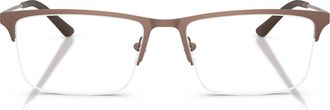 Emporio Armani 0ea1177 Semi-Rimless Rectangular Frame Eyeglasses in Matte Brown