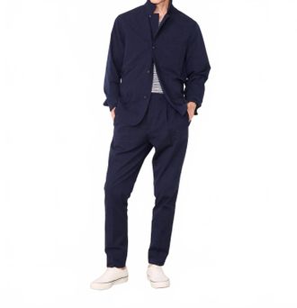 Officine G&eacute;n&eacute;rale Sycamore Seersucker Overshirt In Dark Navy