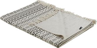 Beliani Manta De Algod&oacute;n Negro Blanco 130 X 180 Cm Patr&oacute;n Tribal Cama Dormitorio Panvel