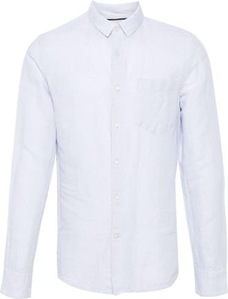 Calvin Klein monogram-embroidered shirt - men - Cotton/Linen/Flax - M - Blue