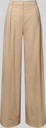 HUGO BOSS Weite Hose Baumwoll-Mix mit Leinen-Anteil Modell HENESA in Sand, Gr&ouml;&szlig;e 32