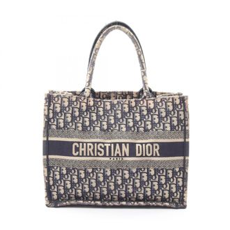 Dior Ivory Navy Canvas Handbag Tote Bag (Pre-Owned)