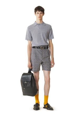 Lanvin Printed Cotton Shorts in Storm/black at Nordstrom, Size 52 It