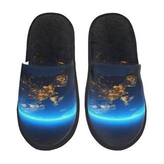 Generic Planet Earth Men Women Slippers Fluffy House Slippers Cosy House Shoes For Bedroom Indoor Winter M