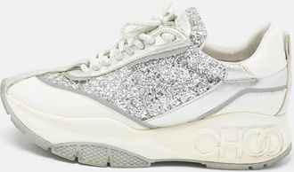 Jimmy Choo London Multicolor Glitter And Leather Raine Lace Up Sneakers