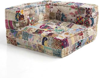 Oresteluchetta Sof&aacute; esquinero algod&oacute;n patchwork beige 40x80x80 cm