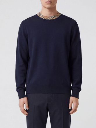 Burberry Maglia girocollo in pura lana con profili a contrasto e bordi a costine