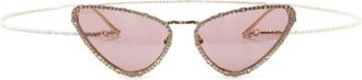 Gucci Interlocking G cat-eye sunglasses - women - Metal/Crystal - 60 - Gold