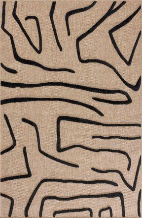 Nazar Rugs Alfombra aspecto yute dise&ntilde;o geom&eacute;trico negro 120x170 cm