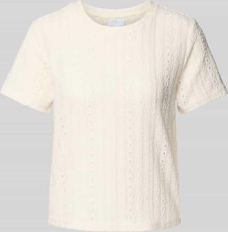 Jake*s T-Shirt mit Lochstickerei in Beige, Größe 32