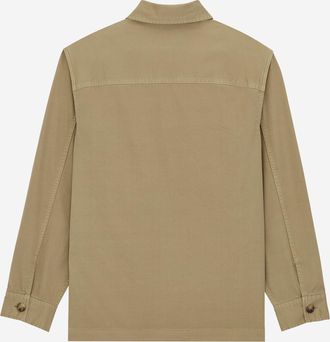 Saint Laurent Mens Oversized Cotton Shirt With Logo Beige