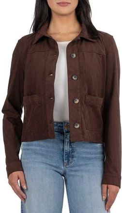 Kut from the Kloth Maddie Faux Suede Trucker Jacket in Chocolate at Nordstrom Rack, Size Medium