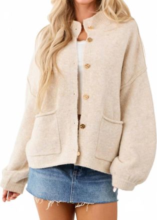 Entro Button Up Sweater Cardigan In Oatmeal