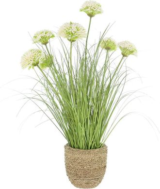 Creative Displays Inc. Handmade Faux Dahlias & Grass In Strawgrass Planter