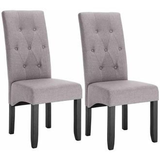 Woltu Coppia Sedie da Cucina Sala da Pranzo Ristorante con Schienale Gambe Legno Grigio Chiaro (Lino) - Woltu