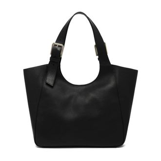 Furla Tassen, Dames, Zwart, ONE Size, Leer, Leren Tote Bag met Gespdetail