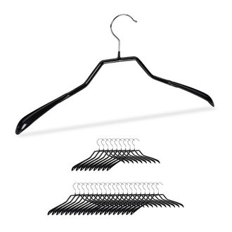 Relaxdays 90 Perchas Antideslizantes, Hombros Anchos, Para Trajes Y Chaquetas, Metal-pvc, Negro